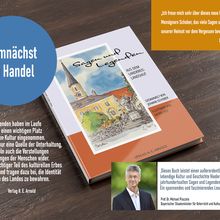 Buchvorschau, zeigt das Titelbild mit einem Motiv aus dem Markt Velden und Stimmen zum Buch von Prof. Dr. Michael Piazzolo, Landrat Peter Dreier
